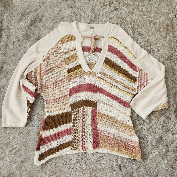 Free People Bayside Pullover In Romance Combo Women's Size Large - Picture 2 of 11